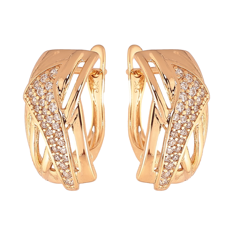 Серьги Xuping цвет позолота 18K английский замок узор с кристаллами фото №1