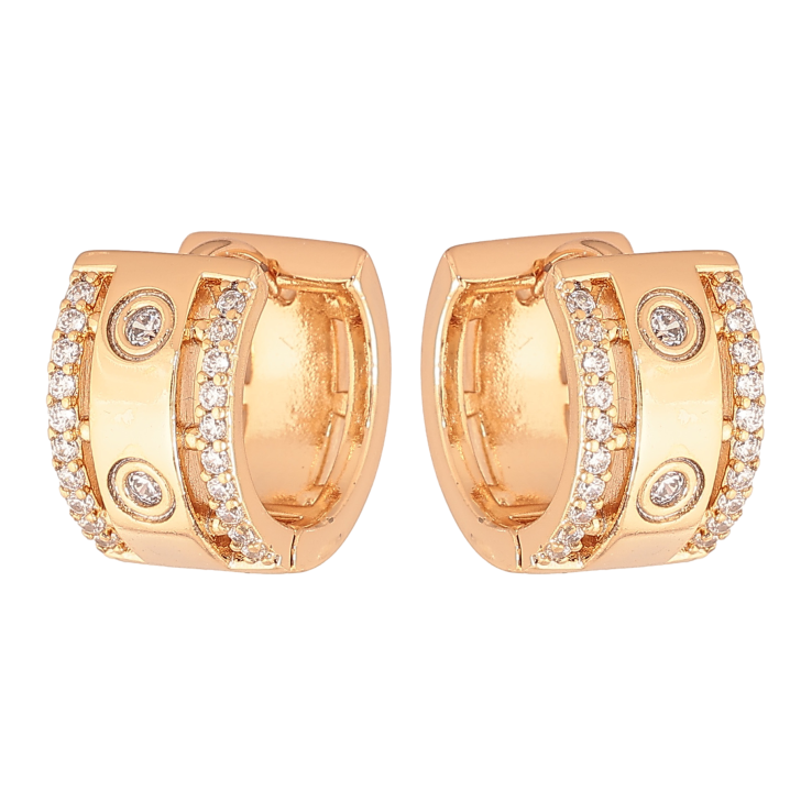 Серьги Xuping цвет позолота 18К колечки узор с кристаллами фото №20