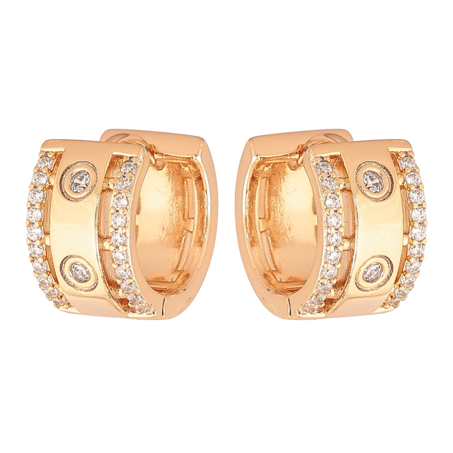 Серьги Xuping цвет позолота 18К колечки узор с кристаллами фото №1