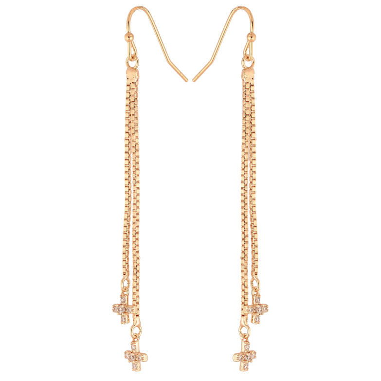 Сережки Xuping M&L колір 18K французький замок "Підвіски хрестики на ланцюжках" фото №1