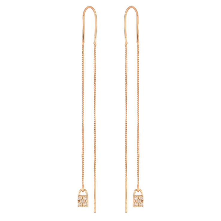 Сережки Xuping M&L колір 18K протяжки "Замочки на ланцюжку" фото №19