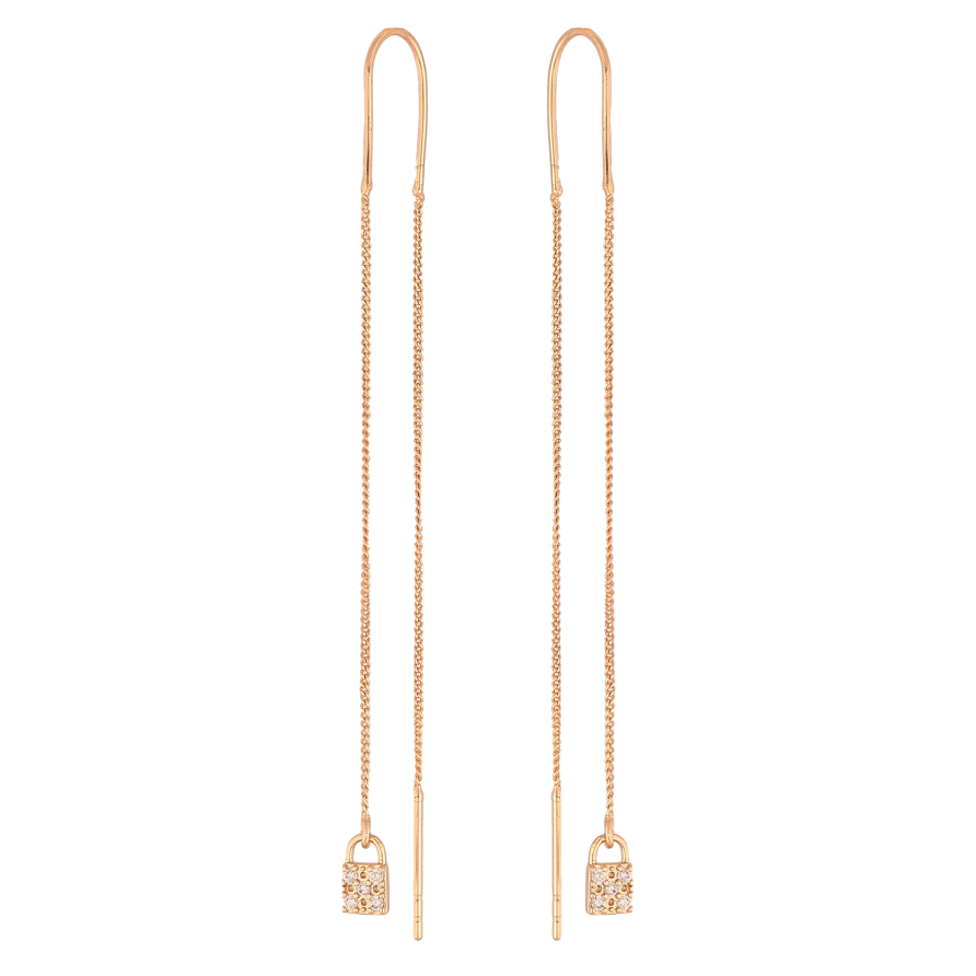 Сережки Xuping M&L колір 18K протяжки "Замочки на ланцюжку" фото №1