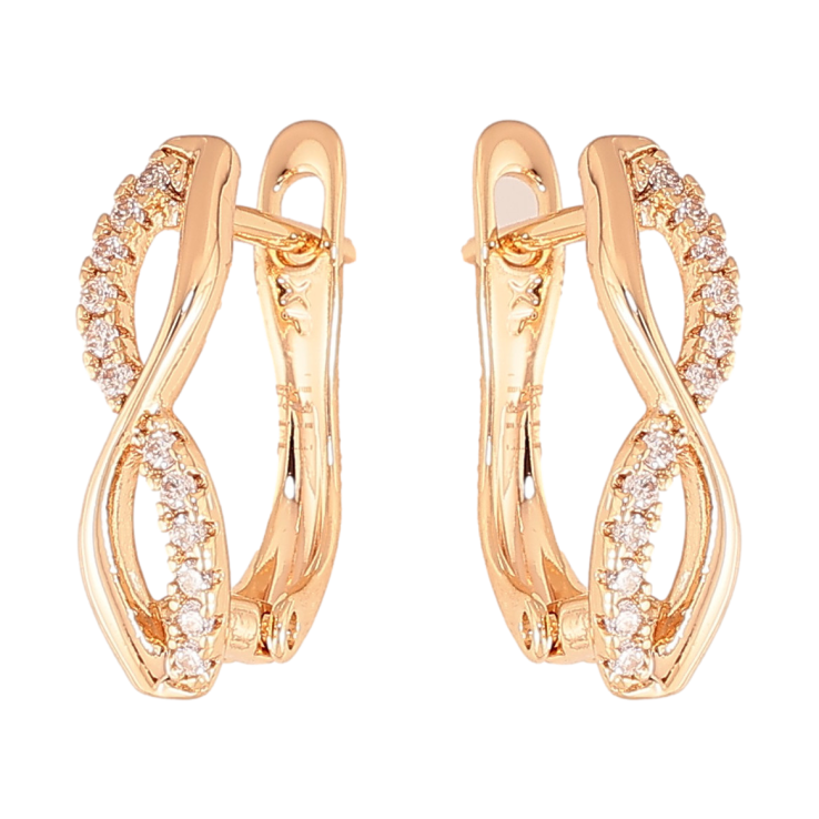 Серьги Xuping M&L цвет 18K английский замок "Узор с кристаллами" фото №7