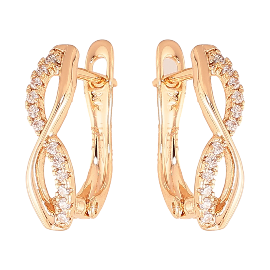 Серьги Xuping M&L цвет 18K английский замок "Узор с кристаллами" фото №1 Серьги Xuping M&L цвет 18K английский замок "Узор с кристаллами" фото №1