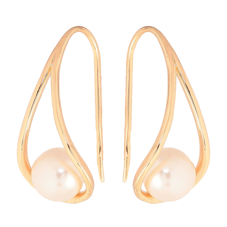 Сережки Xuping M&L колір 18K французький замок "Петельки з перлинами" фото №18 Сережки Xuping M&L колір 18K французький замок "Петельки з перлинами" фото №18