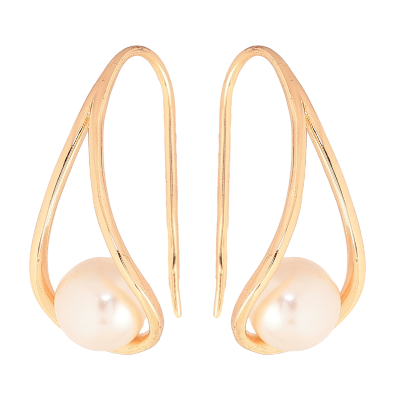 Серьги Xuping M&L цвет 18K французский замок "Петельки с жемчужинами" фото №1 Серьги Xuping M&L цвет 18K французский замок "Петельки с жемчужинами" фото №1