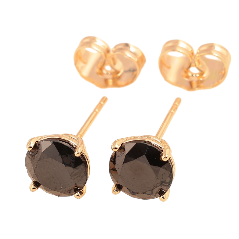 Сережки Xuping M&L колір 18К пусети "Чорні кристали в 4-х крапановій оправі" ø 7мм фото №1