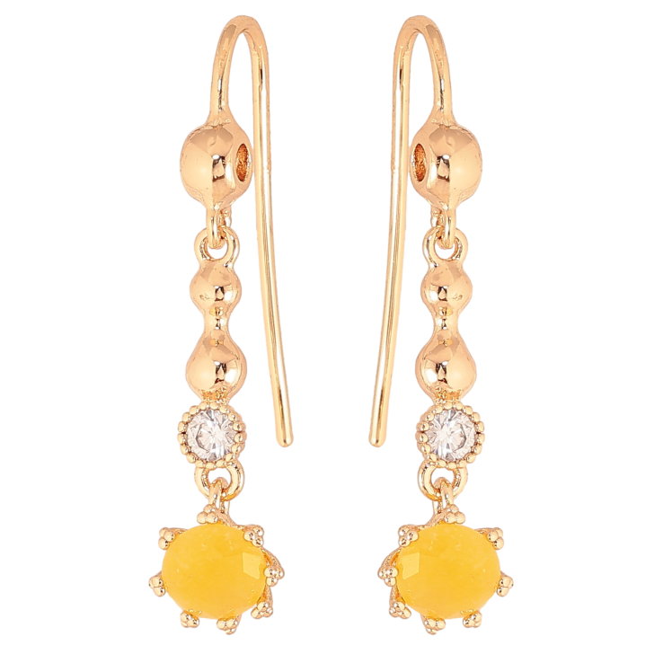 Сережки Xuping M&L колір 18К французький замок "Декоративні підвіски з жовтими кристалами" фото №3 Сережки Xuping M&L колір 18К французький замок "Декоративні підвіски з жовтими кристалами" фото №3