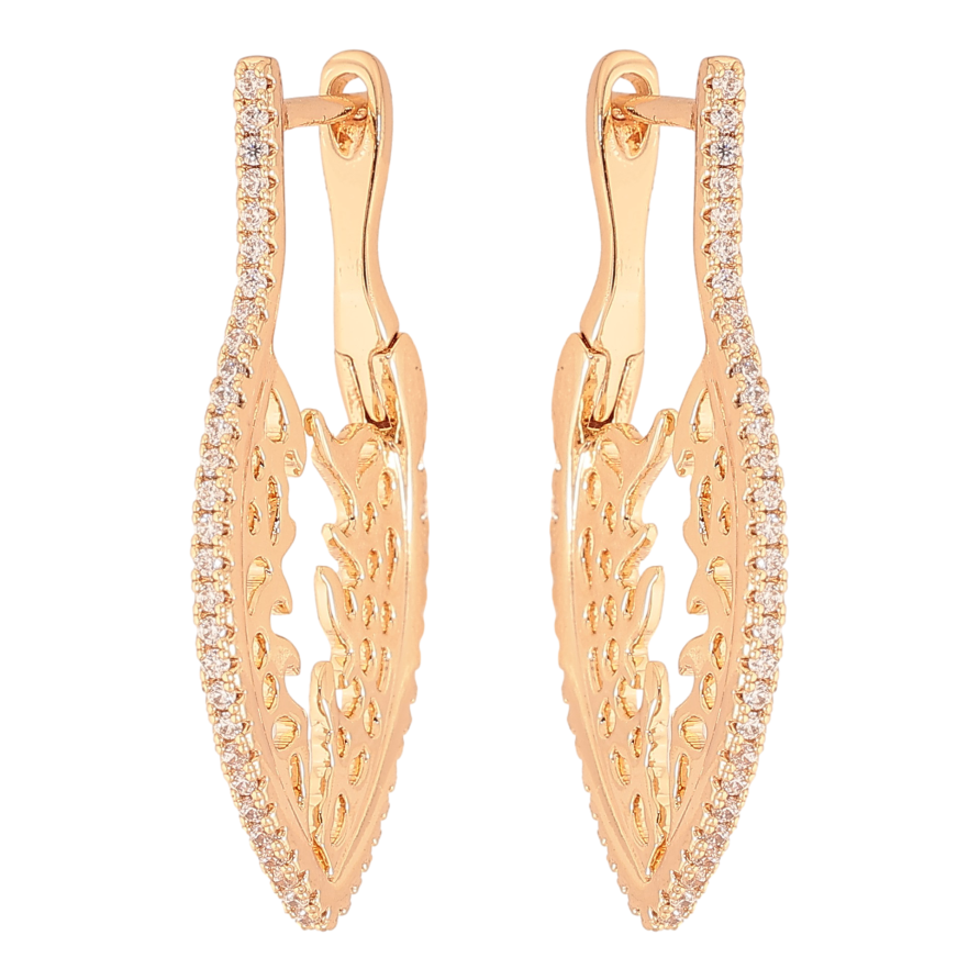 Сережки Xuping M&L колір 18K англійський замок "Бічний візерунок з доріжками кристалів" фото №1