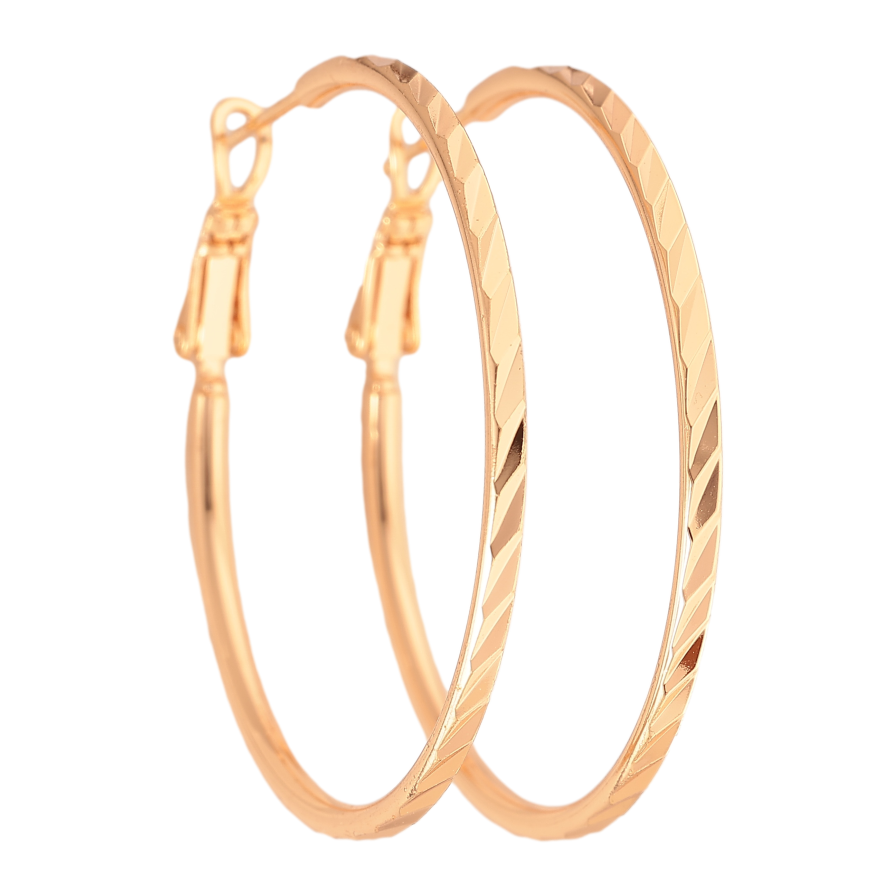 Сережки Xuping M&L колір 18K кільця (конго) "Декоративний візерунок" ø 4см фото №1