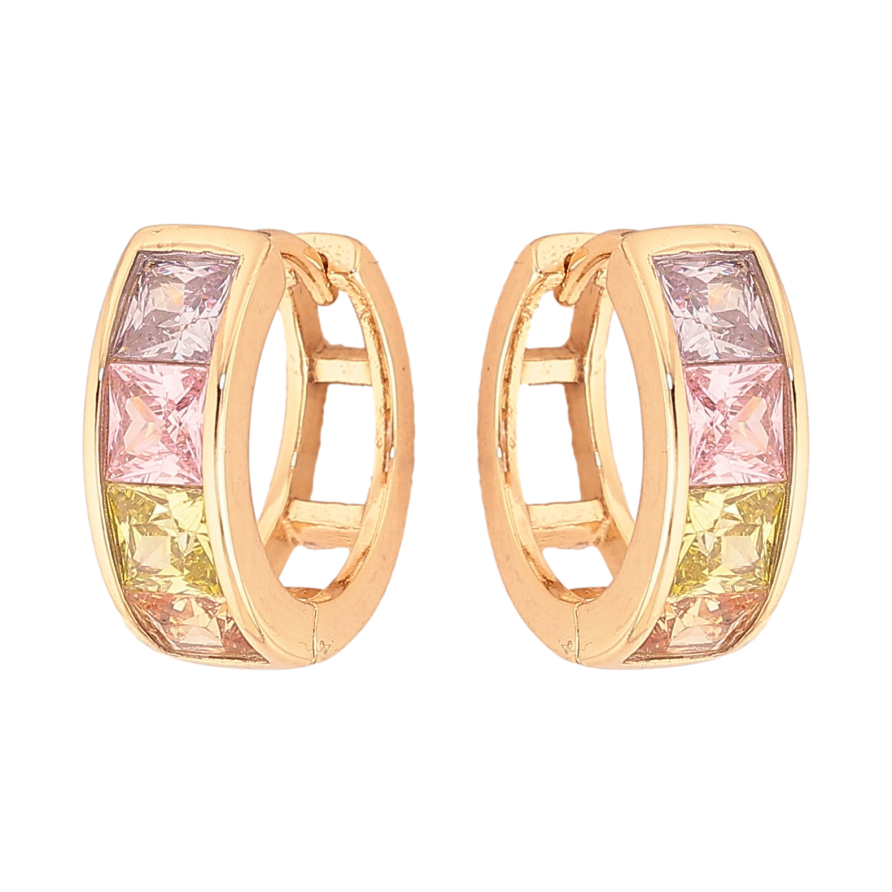 Сережки Xuping M&L колір 18K колечка "Дорожки кольорових кристалів" фото №1 Сережки Xuping M&L колір 18K колечка "Дорожки кольорових кристалів" фото №1