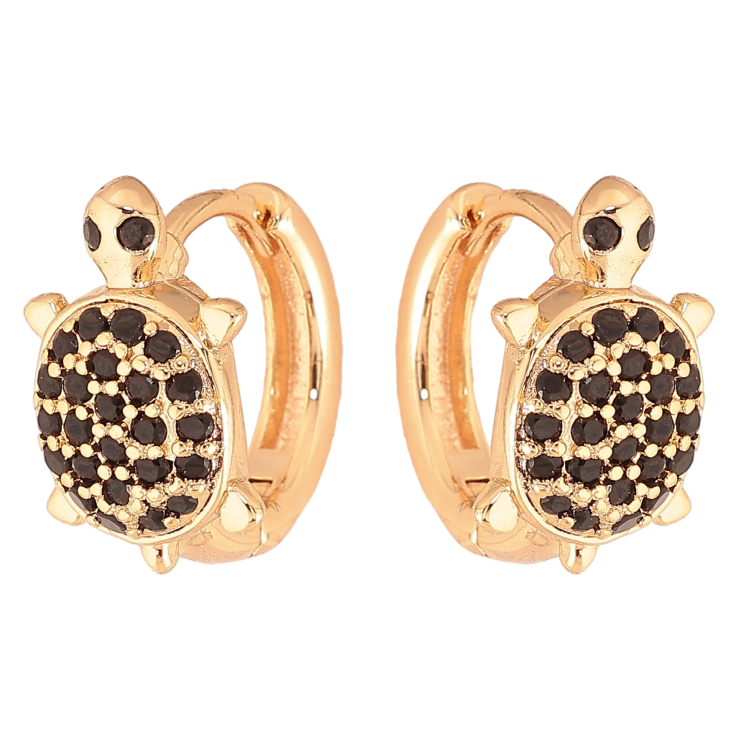 Сережки Xuping M&L колір 18K колечка "Черепахи з чорними кристалами" фото №17