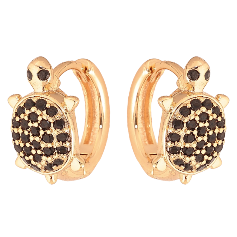 Сережки Xuping M&L колір 18K колечка "Черепахи з чорними кристалами" фото №1