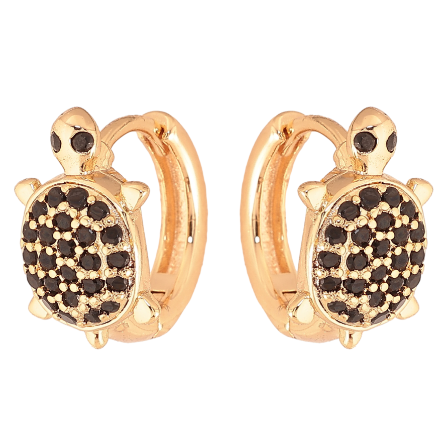 Сережки Xuping M&L колір 18K колечка "Черепахи з чорними кристалами" фото №1
