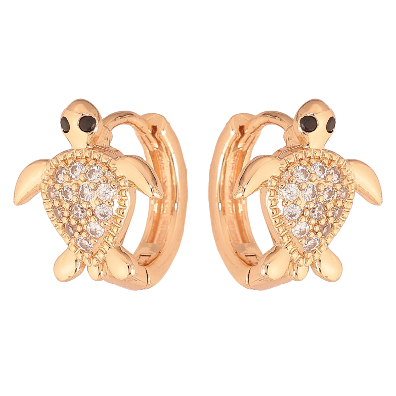 Серьги Xuping M&L цвет 18K колечки "Черепашки с кристаллами" фото №1