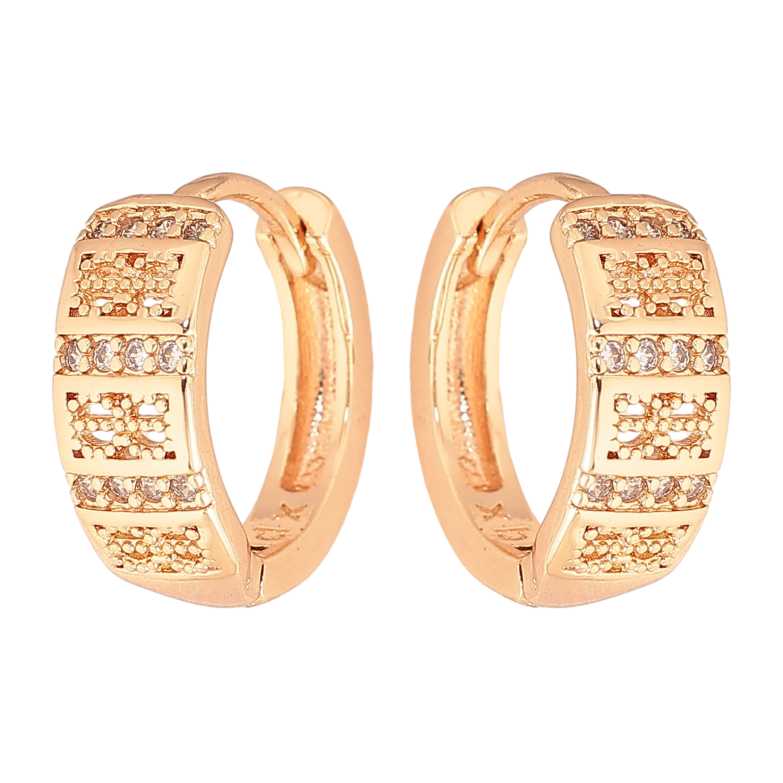 Серьги Xuping M&L цвет 18K колечки "Узор с кристаллами" фото №1