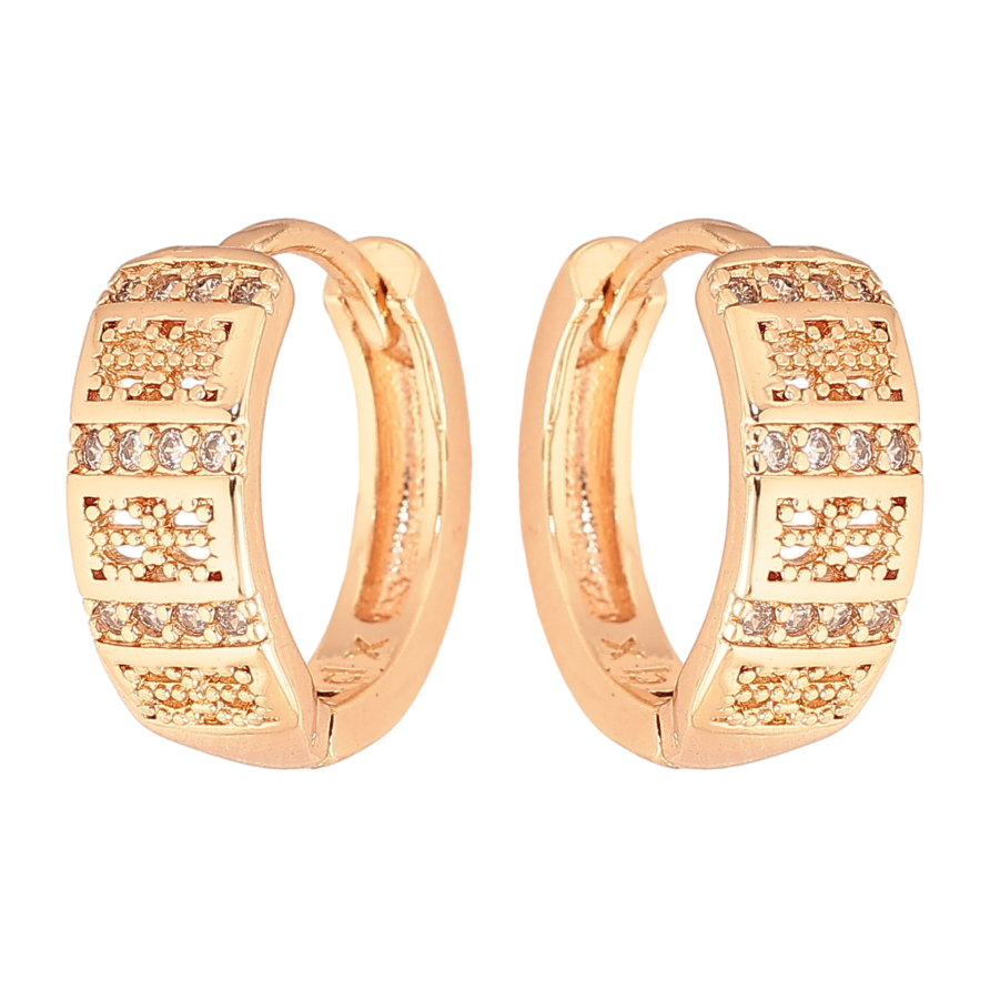 Сережки Xuping M&L колір 18K колечка "Візерунок з кристалами" фото №1