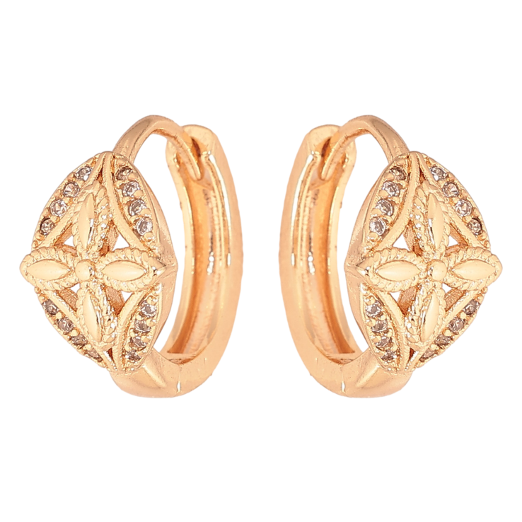 Сережки Xuping M&L колір 18K колечка "Візерунок з кристалами" фото №4 Сережки Xuping M&L колір 18K колечка "Візерунок з кристалами" фото №4