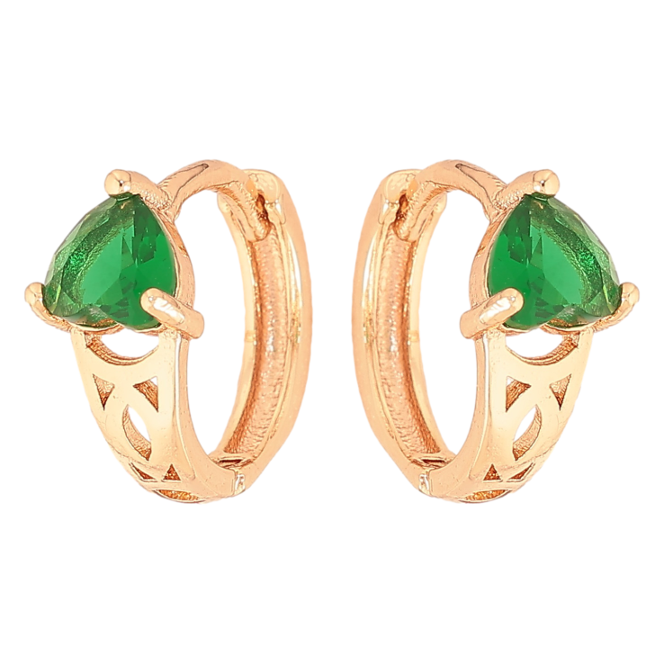 Сережки Xuping M&L колір 18K колечка "Візерунок з зеленими кристалами" фото №2