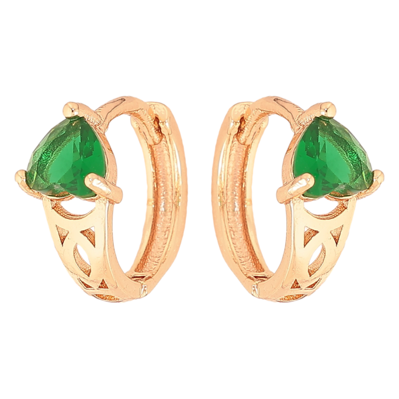 Серьги Xuping M&L цвет 18K колечки "Узор с зелеными кристаллами" фото №1 Серьги Xuping M&L цвет 18K колечки "Узор с зелеными кристаллами" фото №1