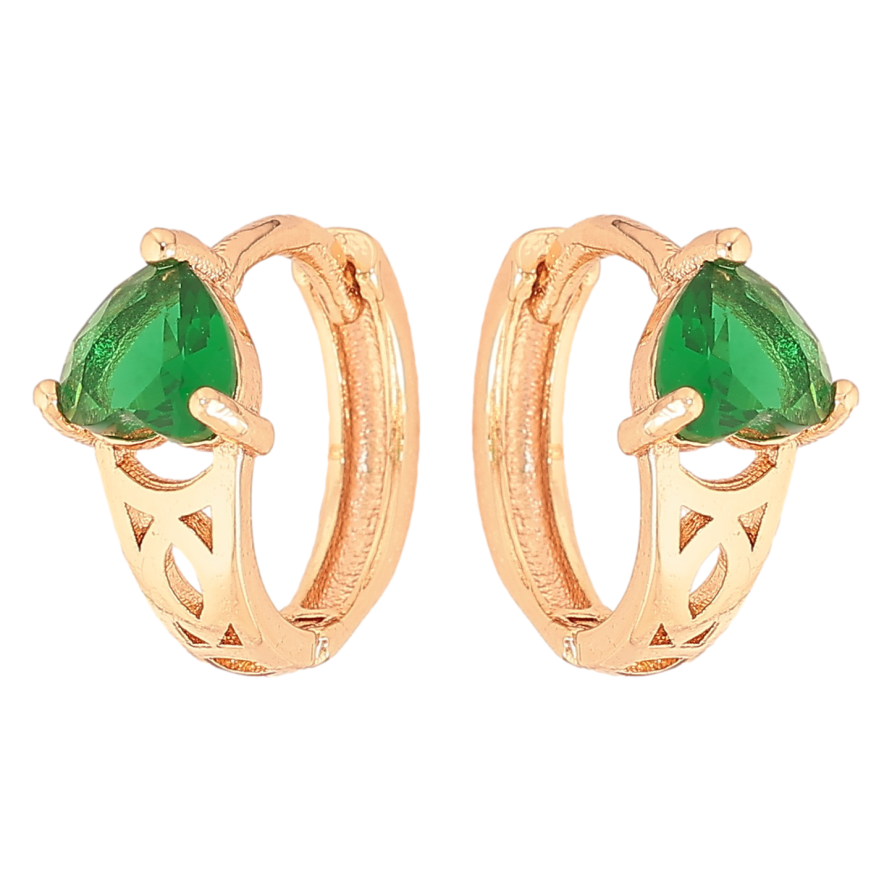 Сережки Xuping M&L колір 18K колечка "Візерунок з зеленими кристалами" фото №1 Сережки Xuping M&L колір 18K колечка "Візерунок з зеленими кристалами" фото №1