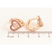 Серьги Xuping M&L цвет 18K колечки "Сердечки с малиновыми кристаллами" фото №2
