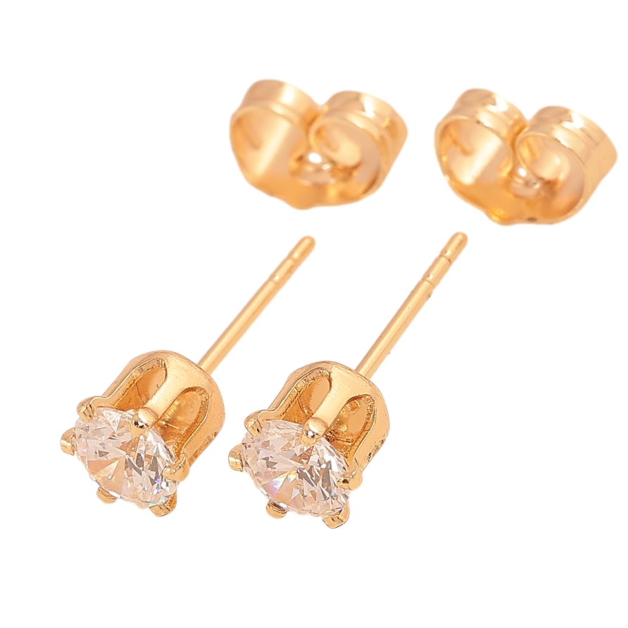 Сережки Xuping M&L колір 18K пусети "Кристали в 6-ти крапановій оправі" ø 5мм фото №1