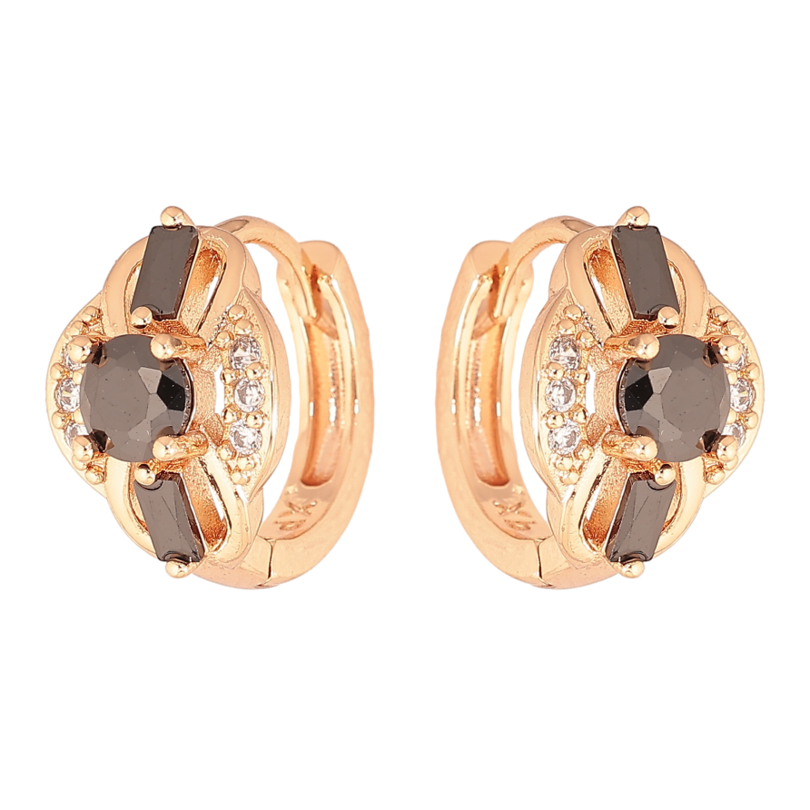 Серьги Xuping M&L цвет 18K колечки "Узор с черными кристаллами" фото №1