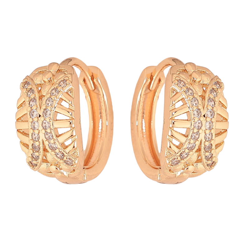 Серьги Xuping M&L цвет 18K колечки "Резной узор с кристаллами" фото №1 Серьги Xuping M&L цвет 18K колечки "Резной узор с кристаллами" фото №1