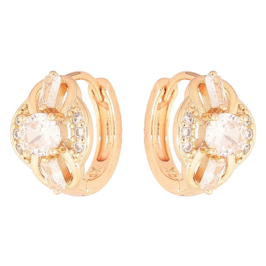 Серьги Xuping M&L цвет 18K колечки "Узор с кристаллами" фото №1