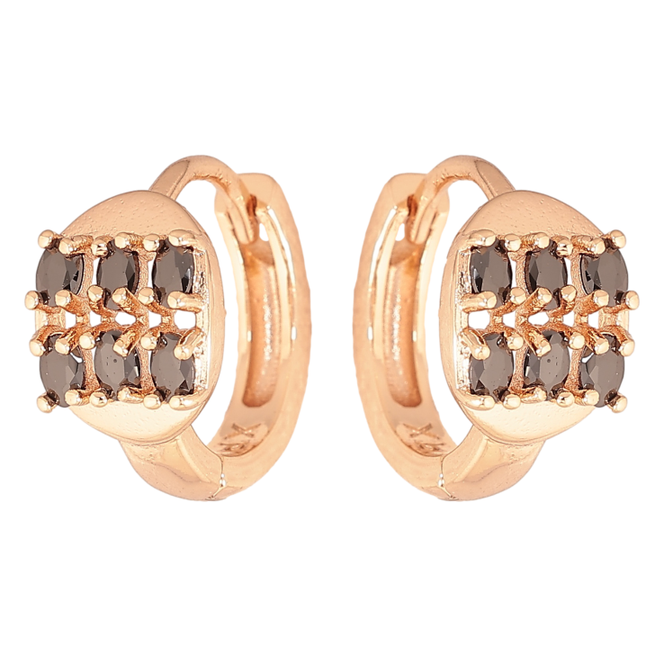 Серьги Xuping M&L цвет 18K колечки "Инкрустация черными кристаллами" фото №5