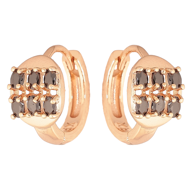 Серьги Xuping M&L цвет 18K колечки "Инкрустация черными кристаллами" фото №4