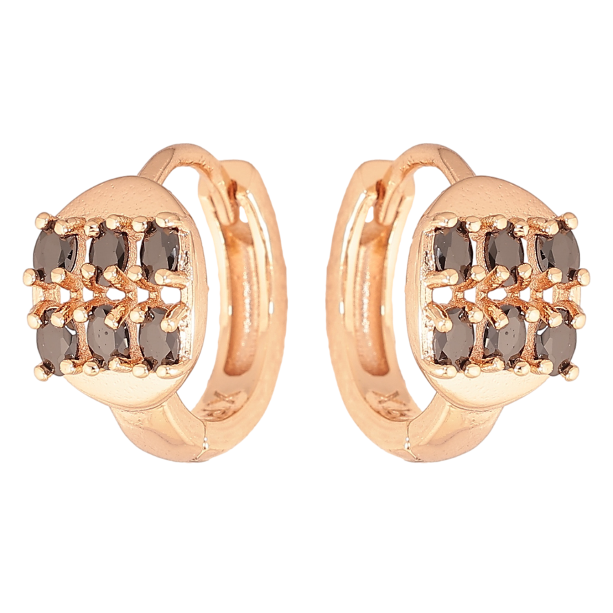 Серьги Xuping M&L цвет 18K колечки "Инкрустация черными кристаллами" фото №1