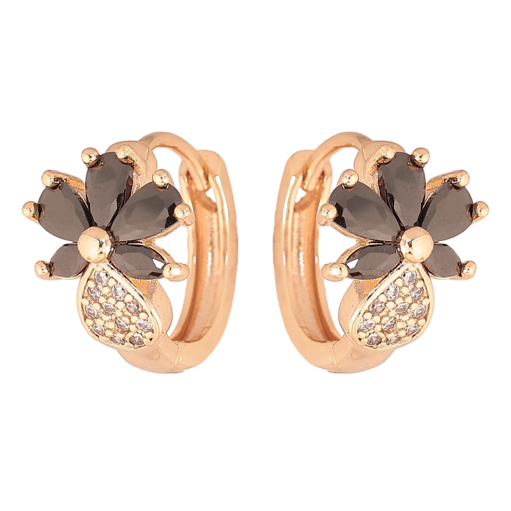 Серьги Xuping M&L цвет 18K колечки "Цветочки с черными кристаллами" фото №24