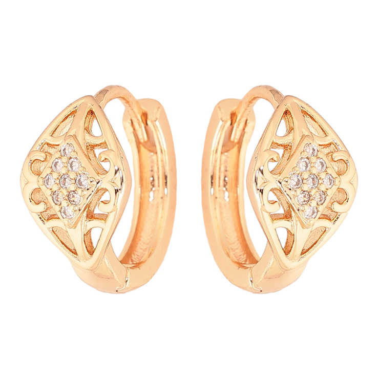 Сережки Xuping M&L колір 18K колечка "Візерунок з кристалами" фото №13