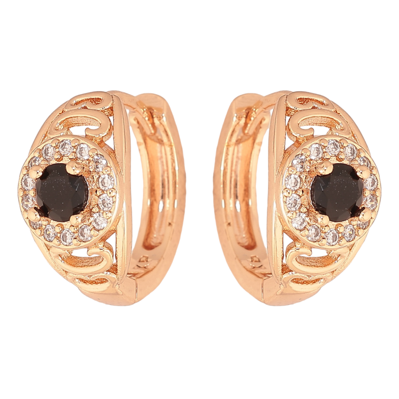 Серьги Xuping M&L цвет 18K колечки "Узор с черными кристаллами" фото №22