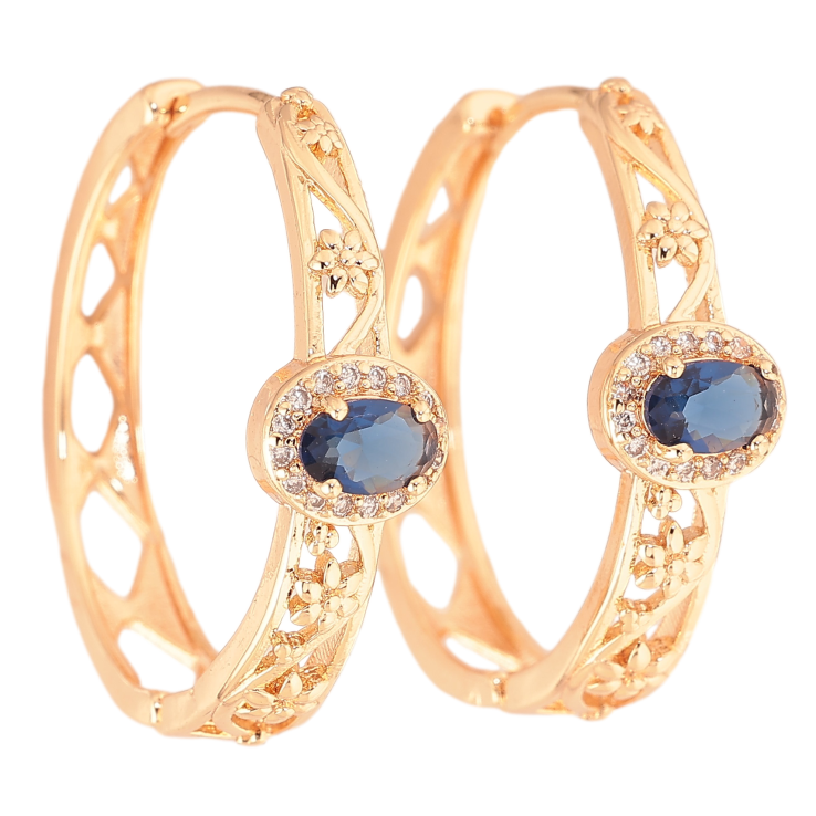 Сережки Xuping M&L колір 18K колечка "Квітковий візерунок з синьою кристальною вставкою" фото №21 Сережки Xuping M&L колір 18K колечка "Квітковий візерунок з синьою кристальною вставкою" фото №21