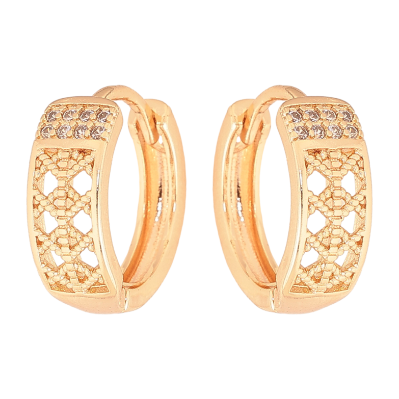 Серьги Xuping M&L цвет 18K колечки "Узор с кристаллами" фото №1