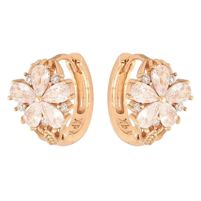 Серьги Xuping M&L цвет 18K колечки "Цветочки с кристаллами" фото №4