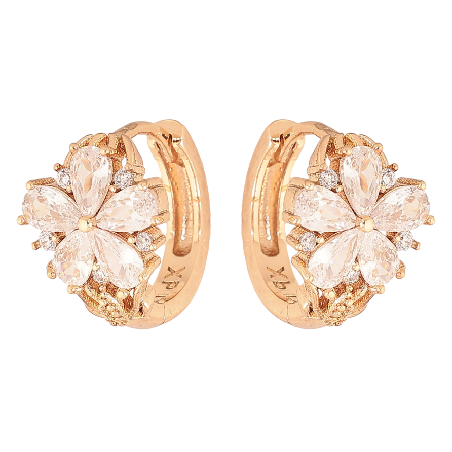 Сережки Xuping M&L колір 18K колечка "Квіточки з кристалами" фото №1