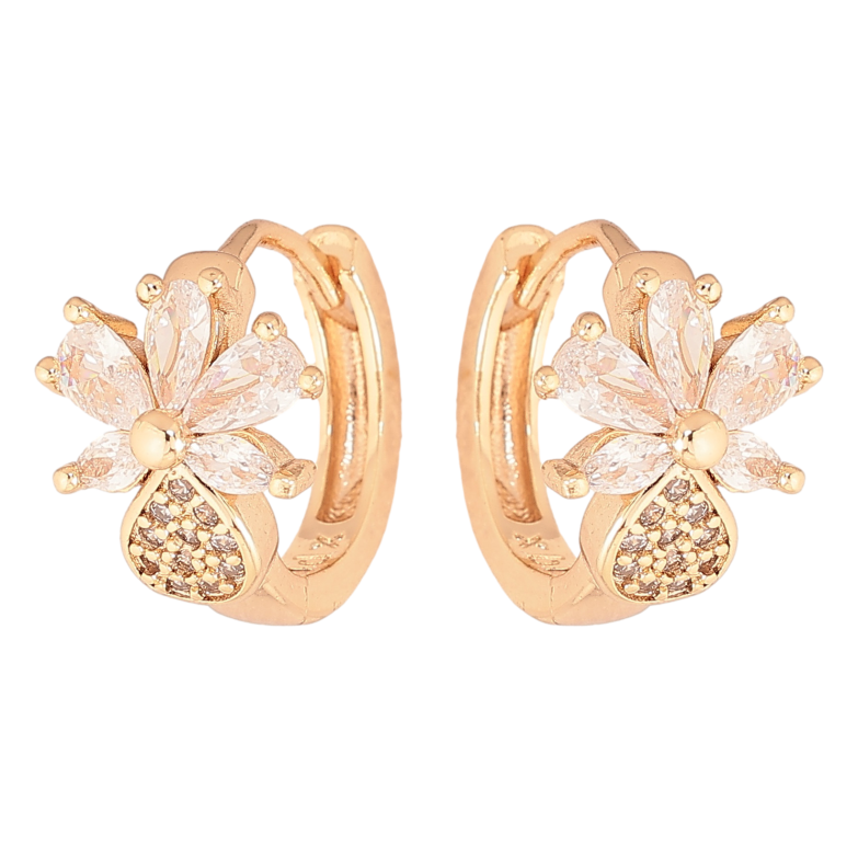 Сережки Xuping M&L колір 18K колечка "Квіточки з кристалами" фото №3