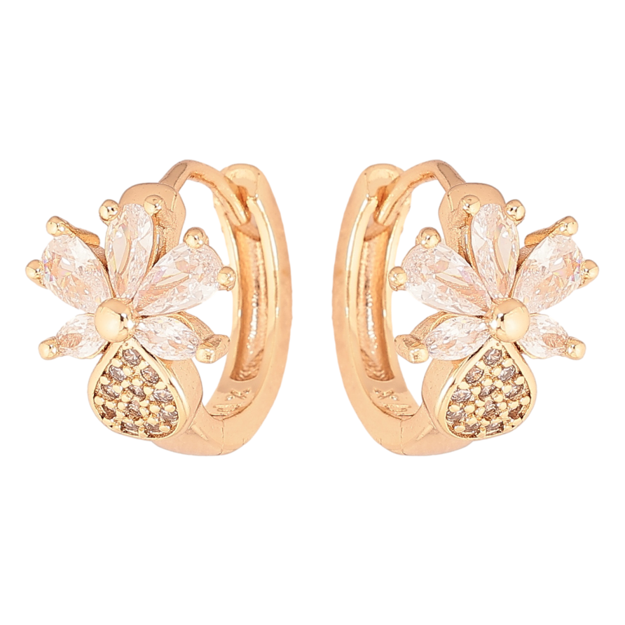 Сережки Xuping M&L колір 18K колечка "Квіточки з кристалами" фото №1