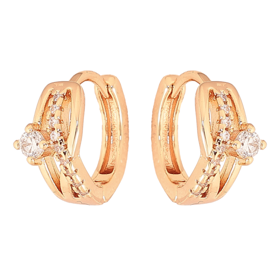 Серьги Xuping M&L цвет 18K колечки "Узор с кристаллами" фото №1