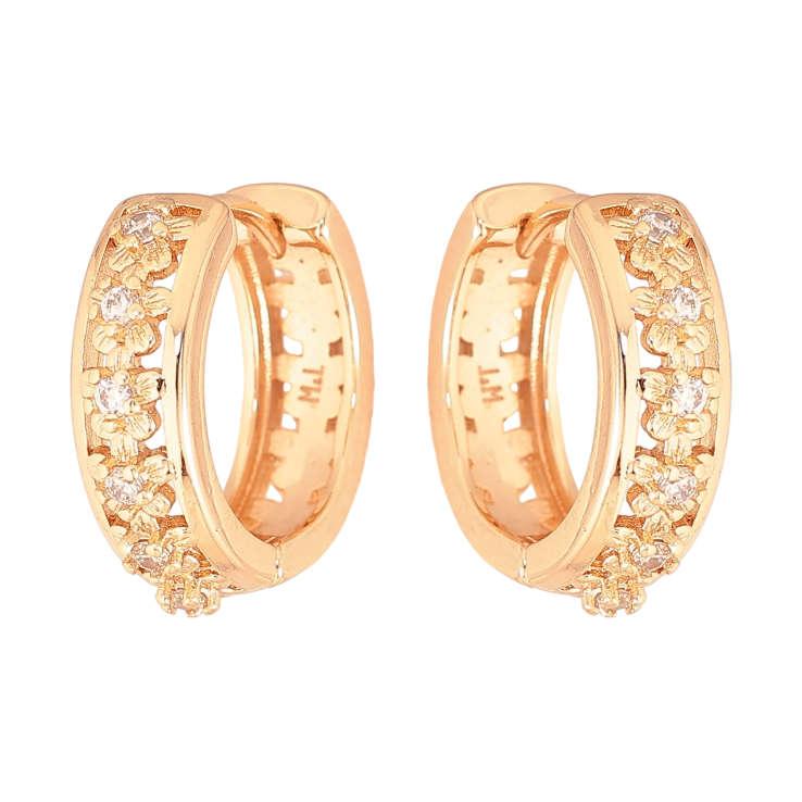 Сережки Xuping M&L колір 18K колечка "Квітковий візерунок з кристалами" фото №3