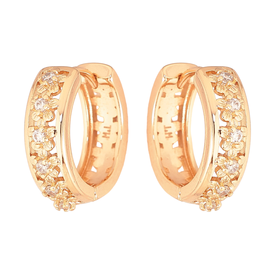 Серьги Xuping M&L цвет 18K колечки "Цветочный узор с кристаллами" фото №1