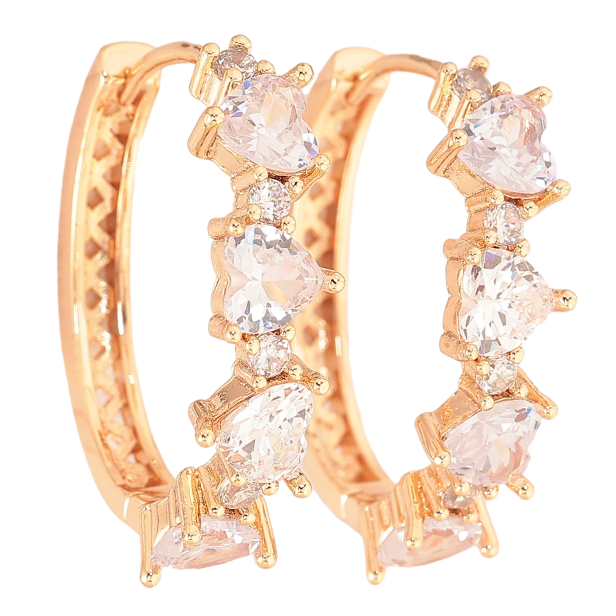 Серьги Xuping M&L цвет 18K колечки "Узор с кристальными сердечками" фото №1
