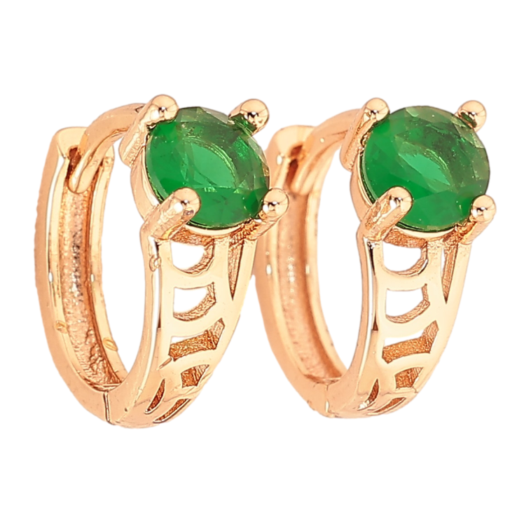 Сережки Xuping M&L колір 18K колечка "Візерунок з зеленими кристалами" фото №22