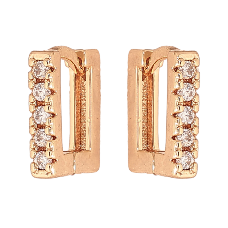 Серьги Xuping M&L цвет 18K колечки "Квадратные с кристаллами" фото №12