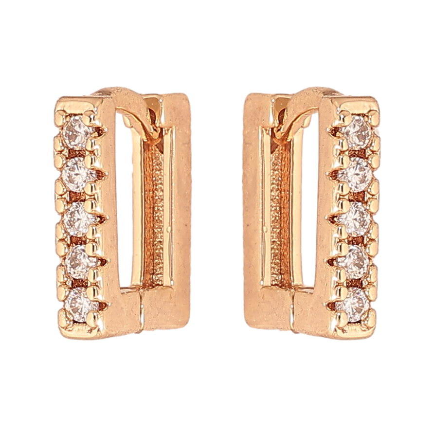 Серьги Xuping M&L цвет 18K колечки "Квадратные с кристаллами" фото №1