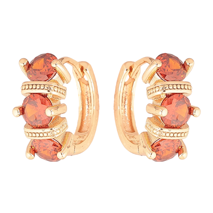 Серьги Xuping M&L цвет 18K колечки "Узор с красными кристаллами" фото №14
